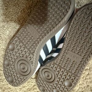 Adidas White and Black Sneakers with Gray and Brown Accents